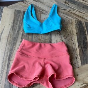 Vibrant Blue Top and Pink Shorts Set